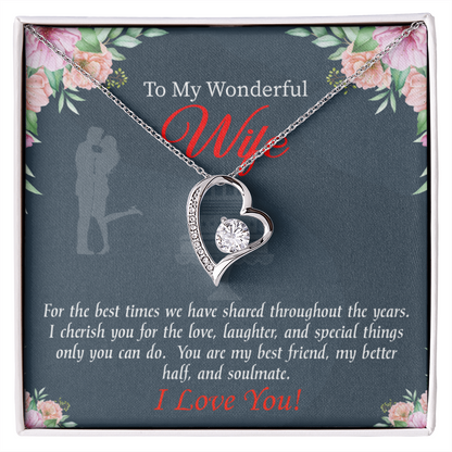 To My Wife You Are Cherished Birthday Message Forever Necklace w Message Card-Express Your Love Gifts