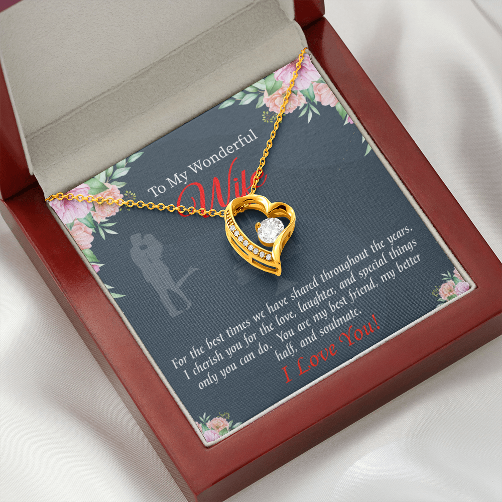 To My Wife You Are Cherished Birthday Message Forever Necklace w Message Card-Express Your Love Gifts