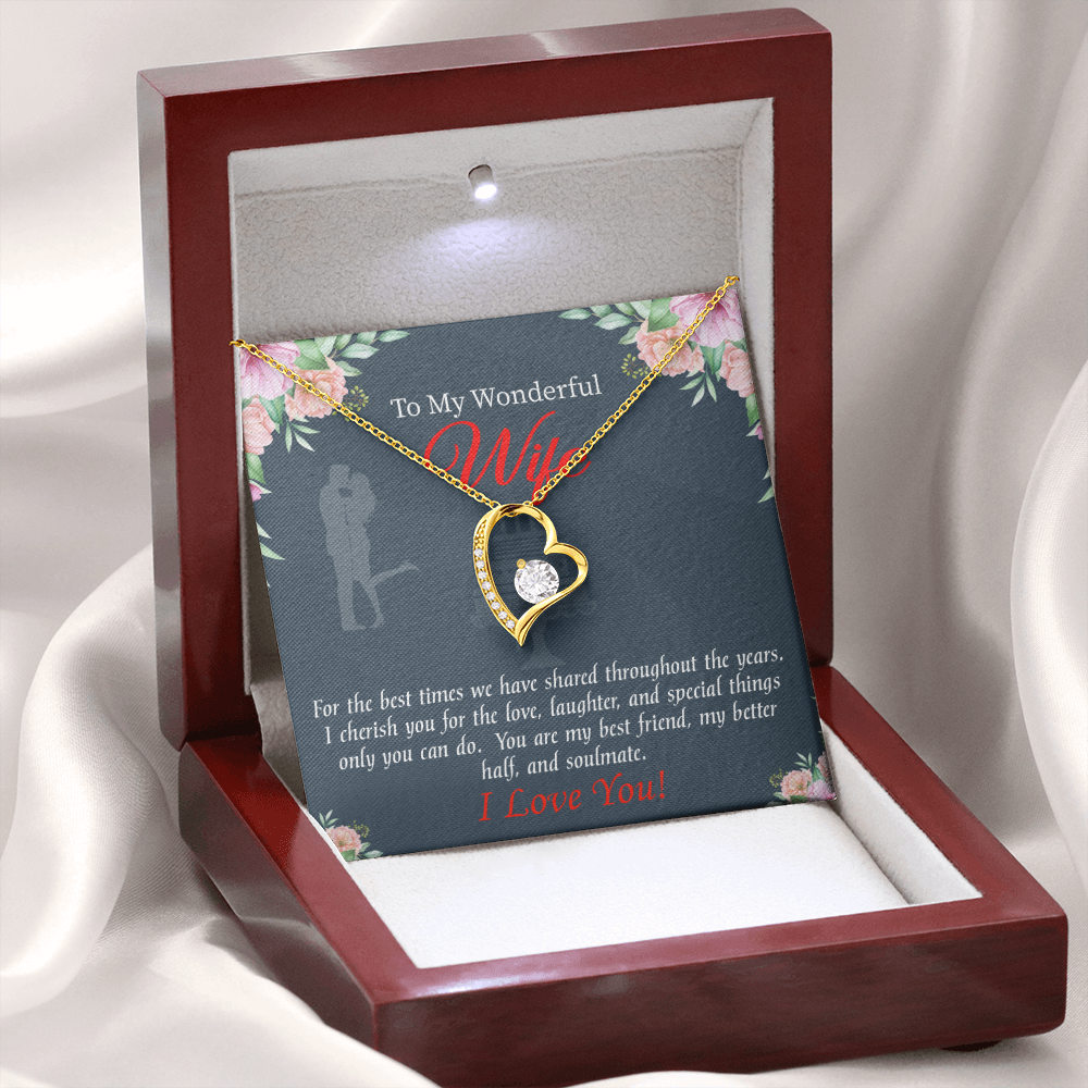 To My Wife You Are Cherished Birthday Message Forever Necklace w Message Card-Express Your Love Gifts