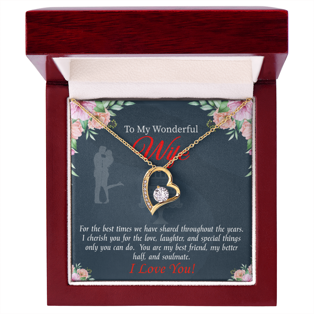 To My Wife You Are Cherished Birthday Message Forever Necklace w Message Card-Express Your Love Gifts