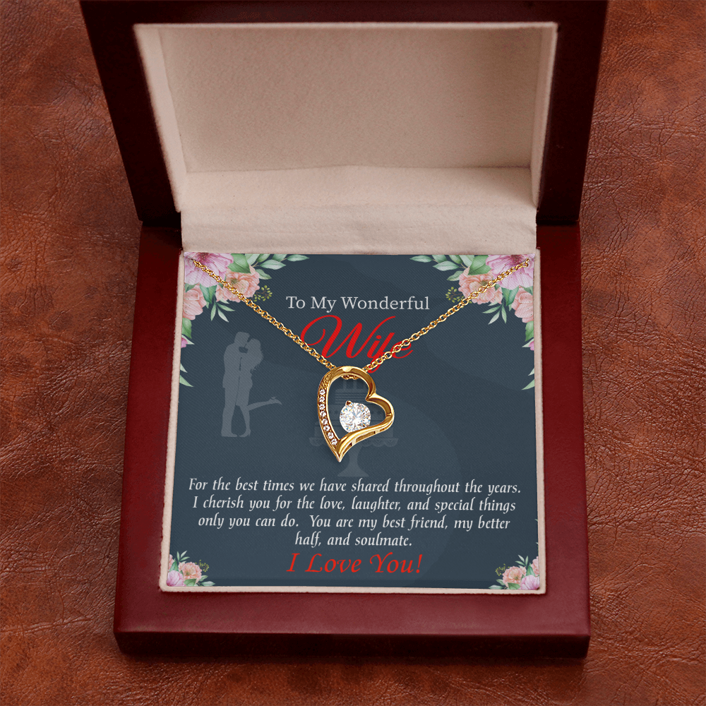 To My Wife You Are Cherished Birthday Message Forever Necklace w Message Card-Express Your Love Gifts