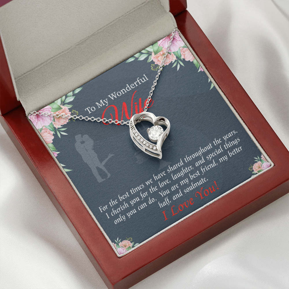 To My Wife You Are Cherished Birthday Message Forever Necklace w Message Card-Express Your Love Gifts