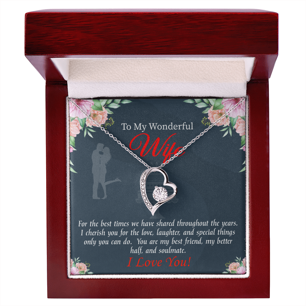 To My Wife You Are Cherished Birthday Message Forever Necklace w Message Card-Express Your Love Gifts