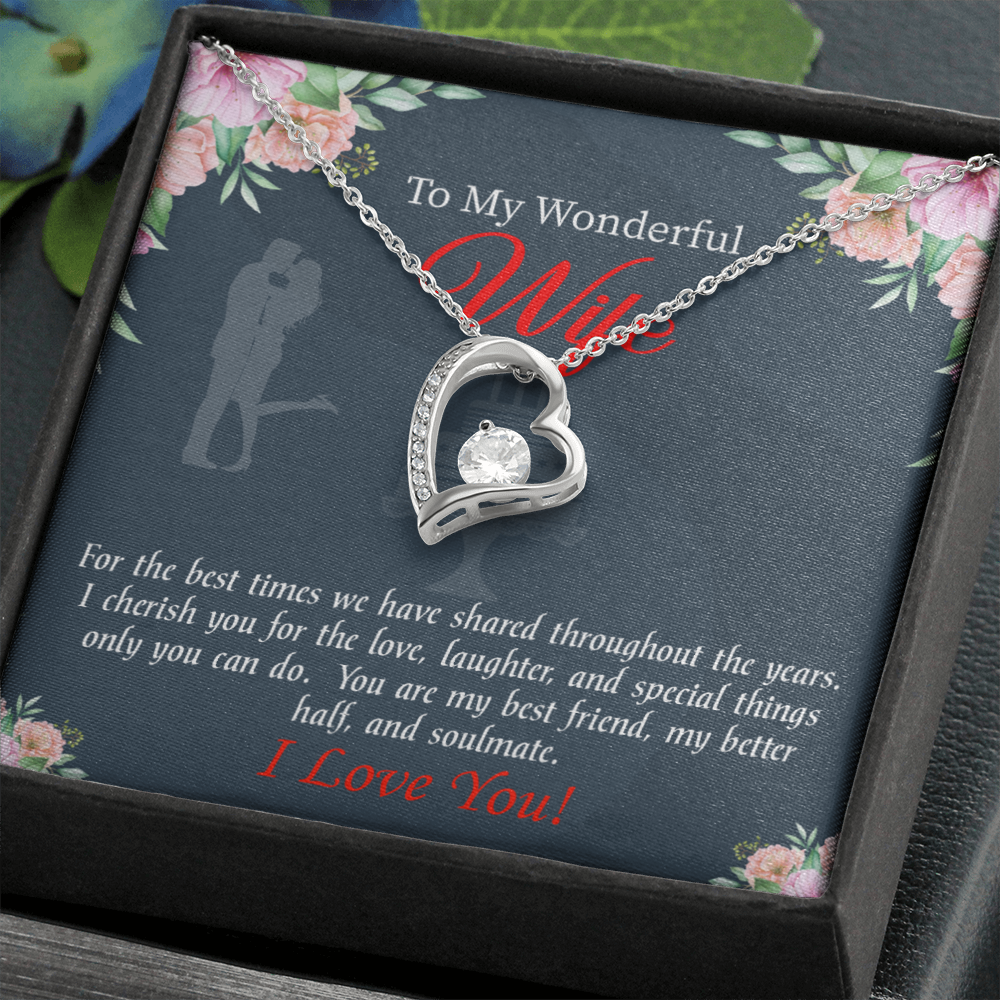 To My Wife You Are Cherished Birthday Message Forever Necklace w Message Card-Express Your Love Gifts