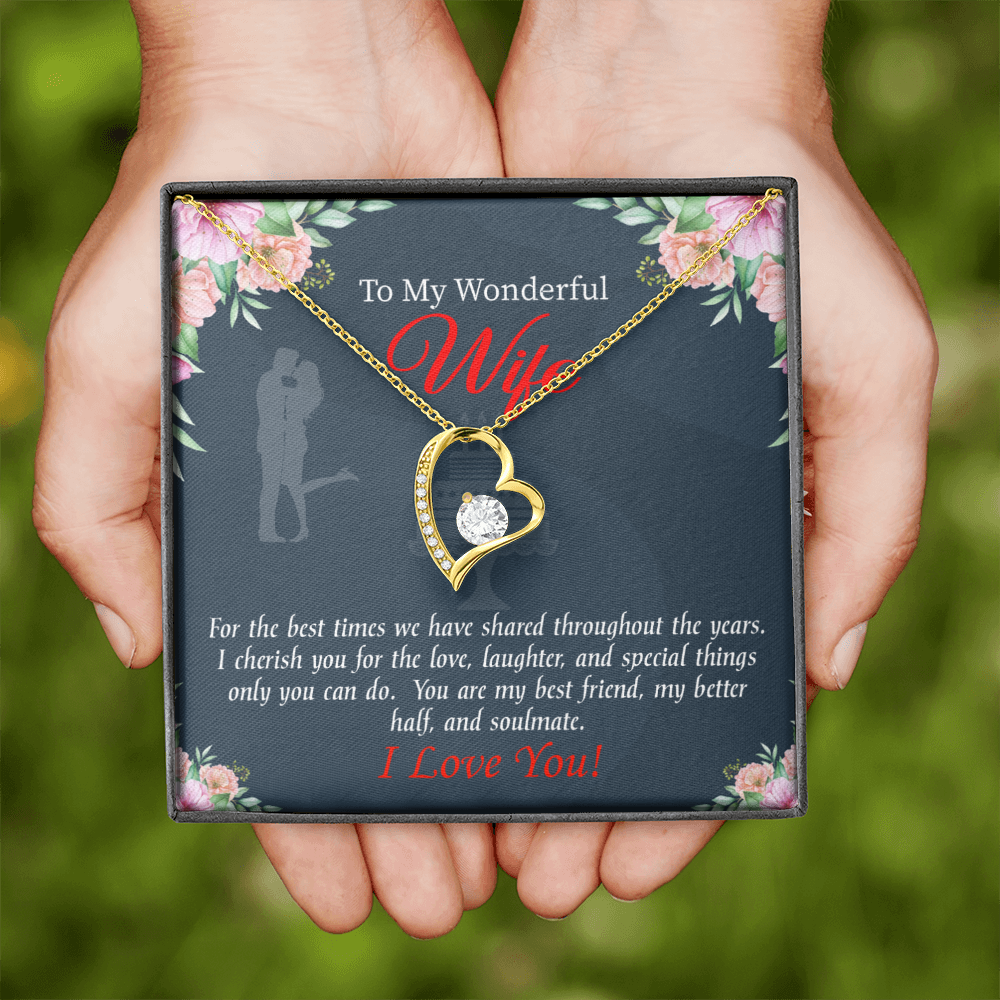 To My Wife You Are Cherished Birthday Message Forever Necklace w Message Card-Express Your Love Gifts