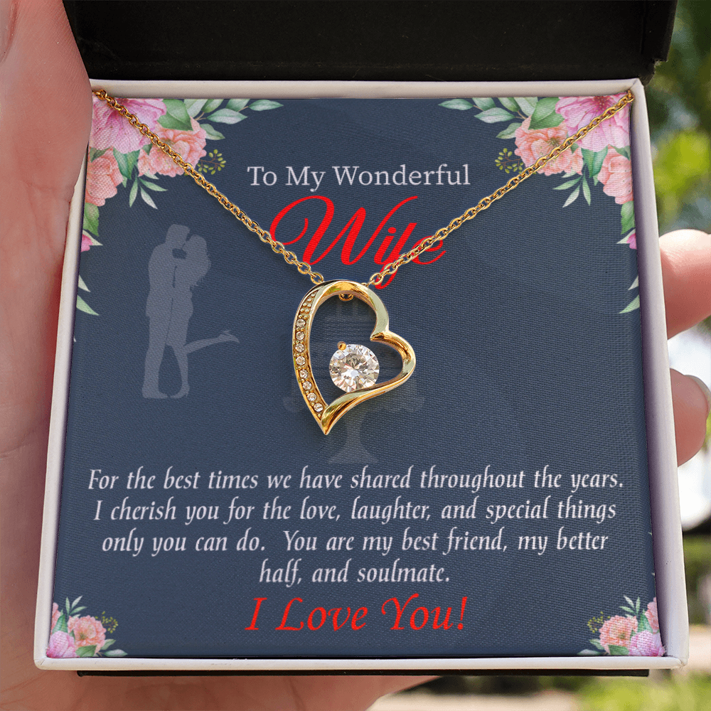 To My Wife You Are Cherished Birthday Message Forever Necklace w Message Card-Express Your Love Gifts