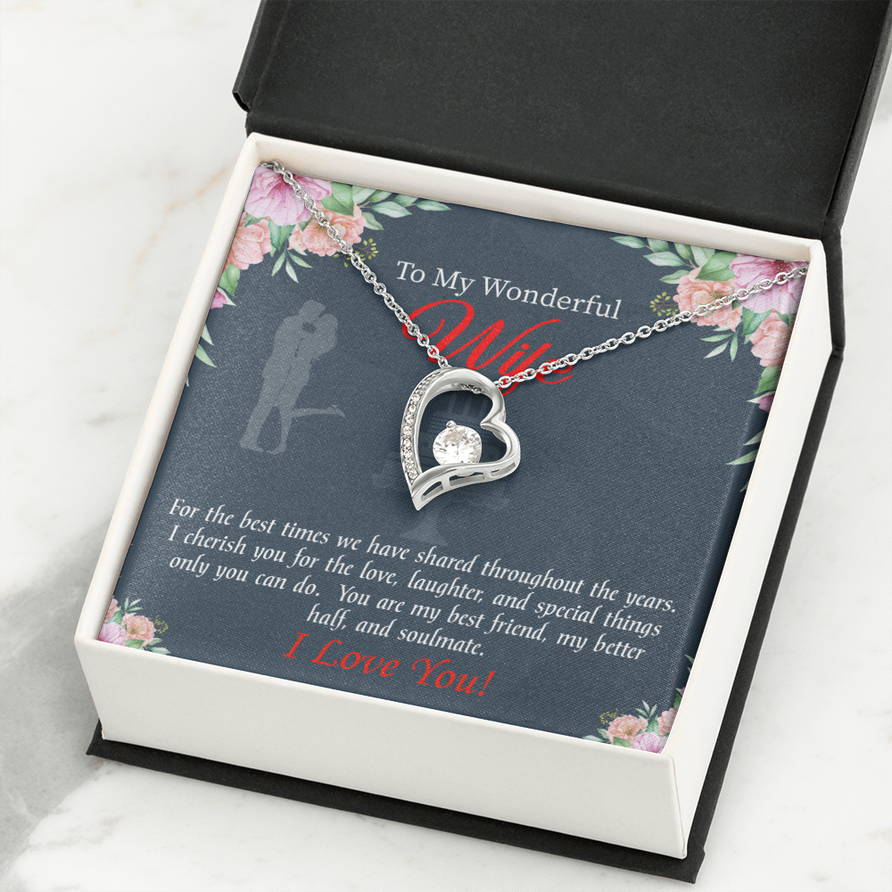 To My Wife You Are Cherished Birthday Message Forever Necklace w Message Card-Express Your Love Gifts