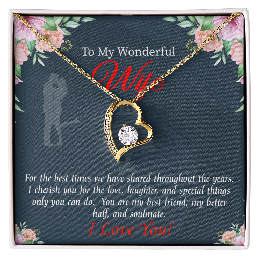 To My Wife You Are Cherished Birthday Message Forever Necklace w Message Card-Express Your Love Gifts