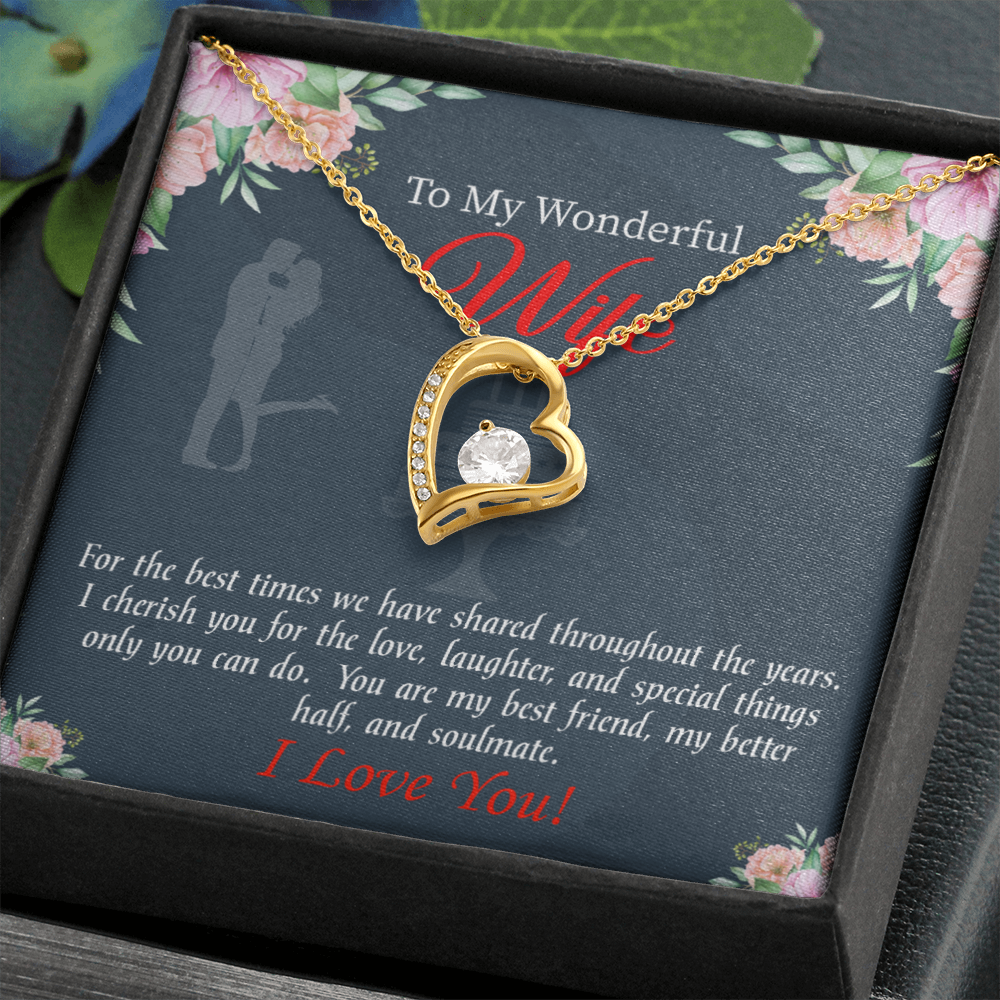 To My Wife You Are Cherished Birthday Message Forever Necklace w Message Card-Express Your Love Gifts