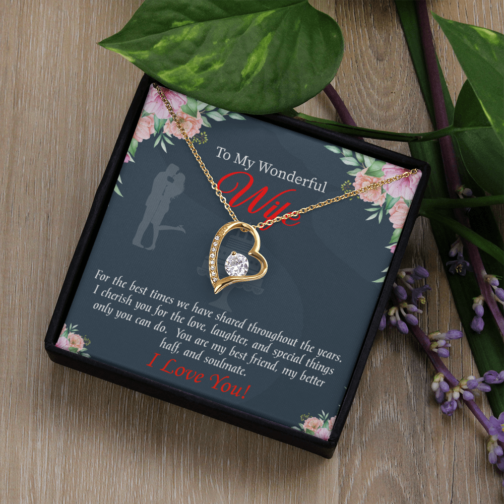 To My Wife You Are Cherished Birthday Message Forever Necklace w Message Card-Express Your Love Gifts