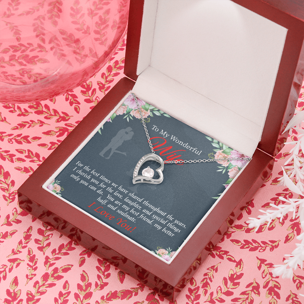 To My Wife You Are Cherished Birthday Message Forever Necklace w Message Card-Express Your Love Gifts