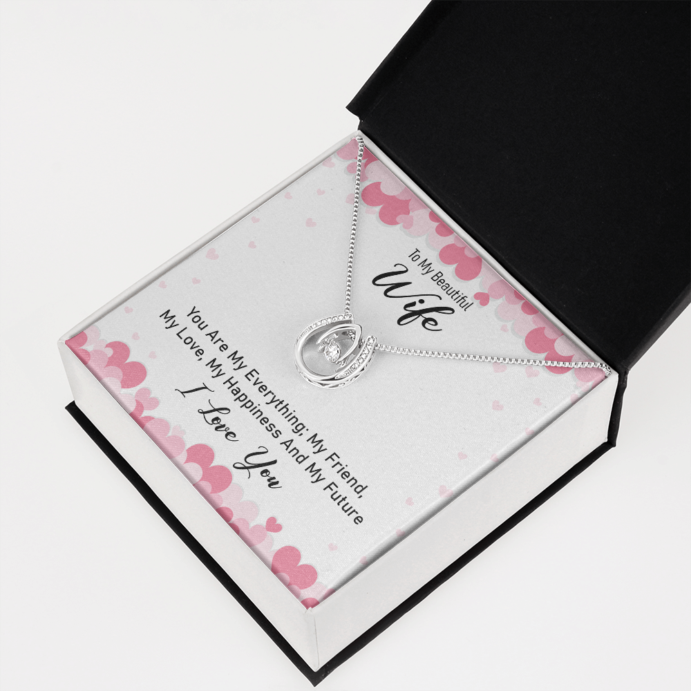 To My Wife You Are My Everything Lucky Horseshoe Necklace Message Card 14k w CZ Crystals-Express Your Love Gifts