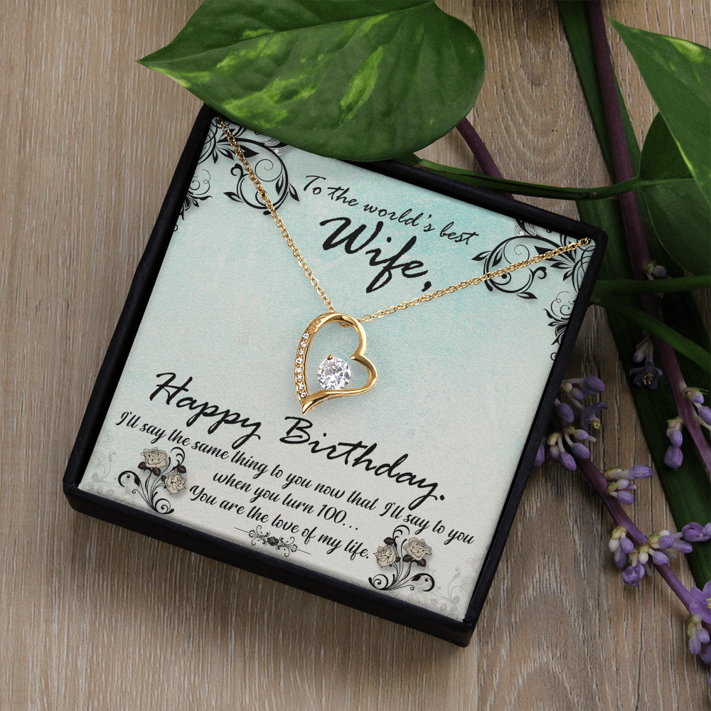 To My Wife You Are The Love of My Life Birthday Message Forever Necklace w Message Card-Express Your Love Gifts