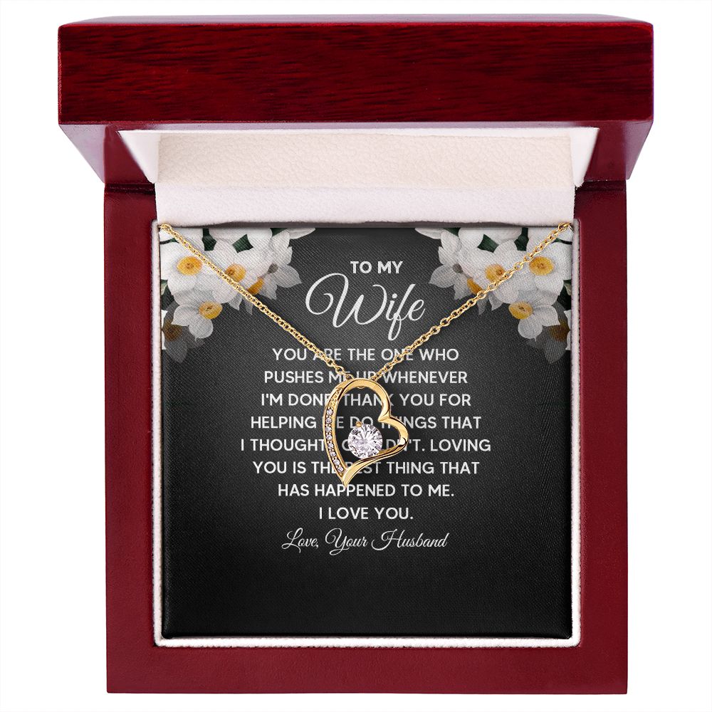 To My Wife You Are The One Who Pushes Me Up Forever Necklace w Message Card-Express Your Love Gifts