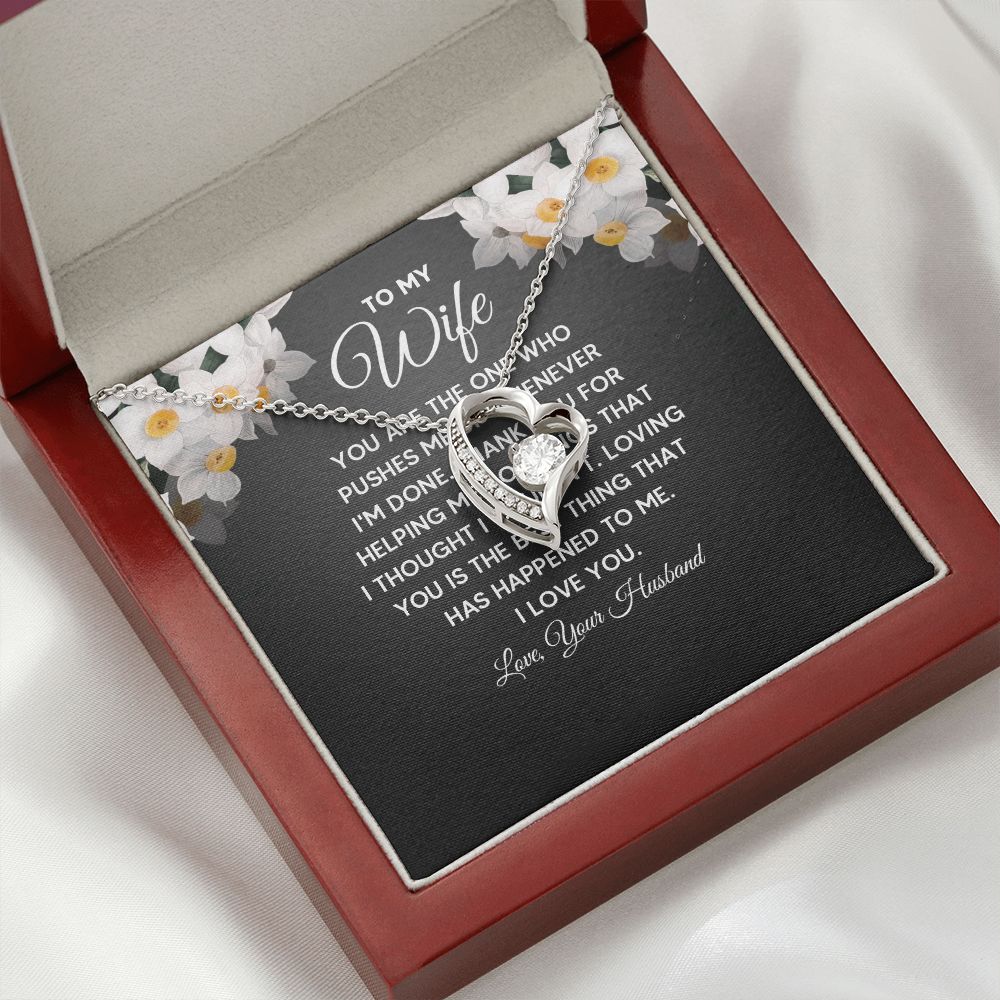 To My Wife You Are The One Who Pushes Me Up Forever Necklace w Message Card-Express Your Love Gifts
