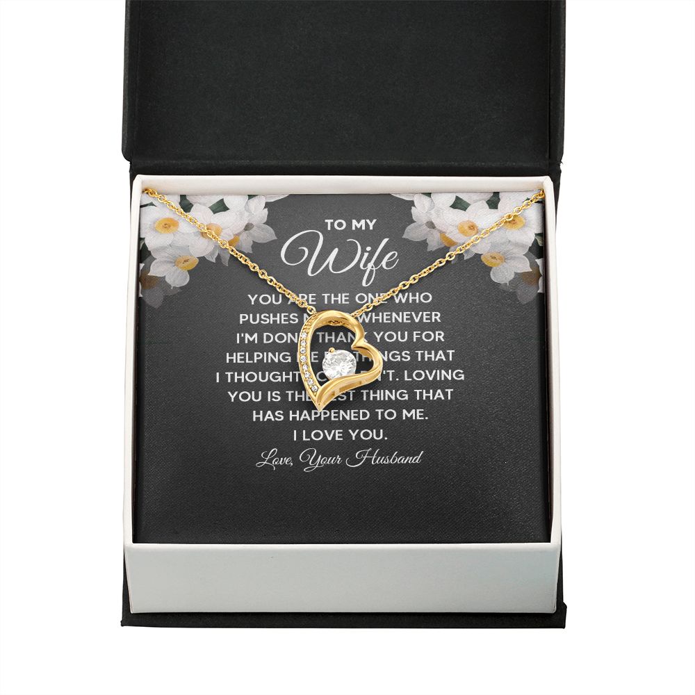 To My Wife You Are The One Who Pushes Me Up Forever Necklace w Message Card-Express Your Love Gifts
