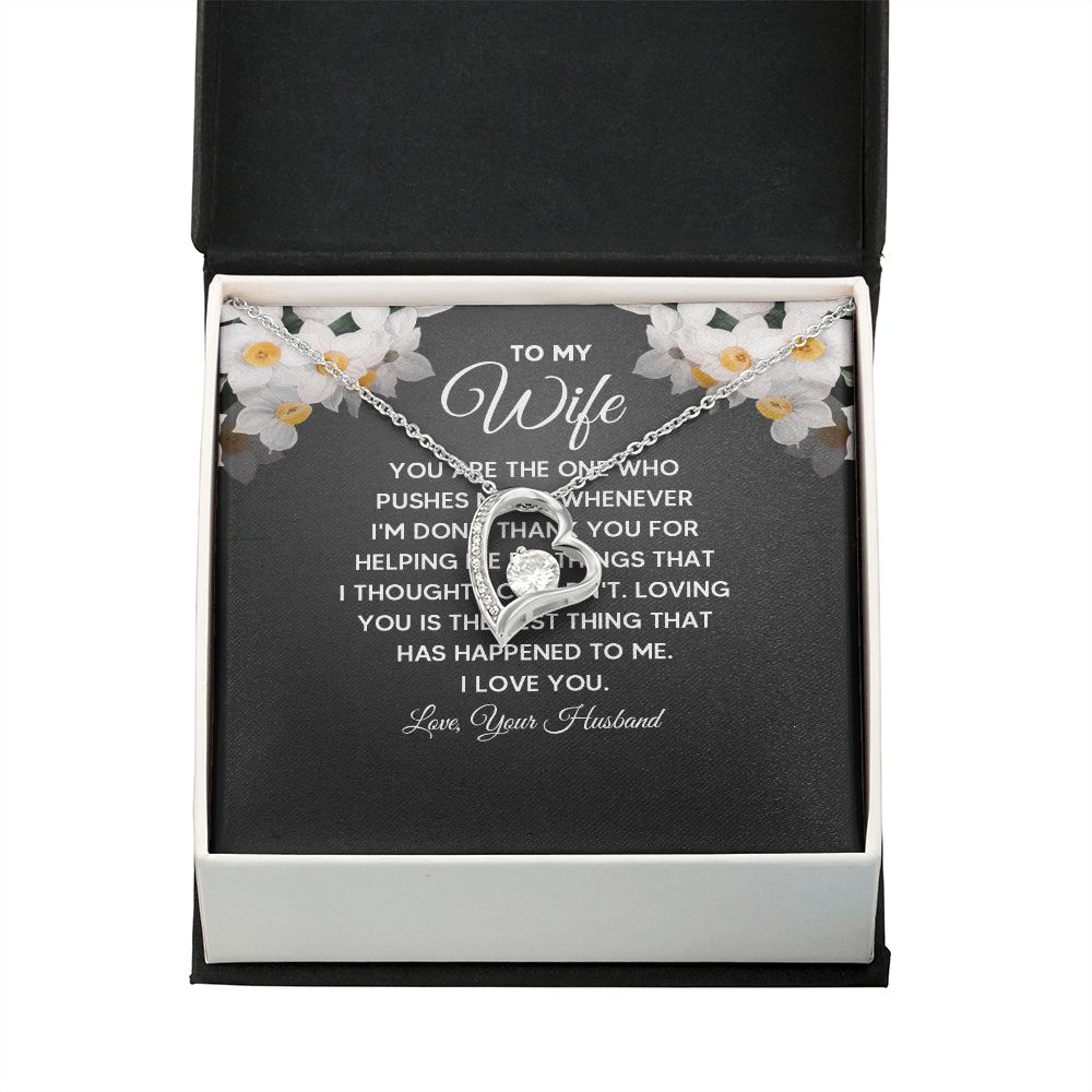 To My Wife You Are The One Who Pushes Me Up Forever Necklace w Message Card-Express Your Love Gifts