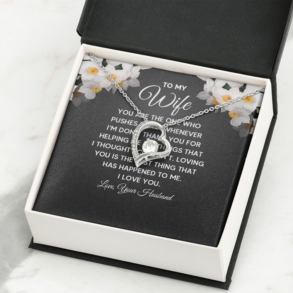 To My Wife You Are The One Who Pushes Me Up Forever Necklace w Message Card-Express Your Love Gifts