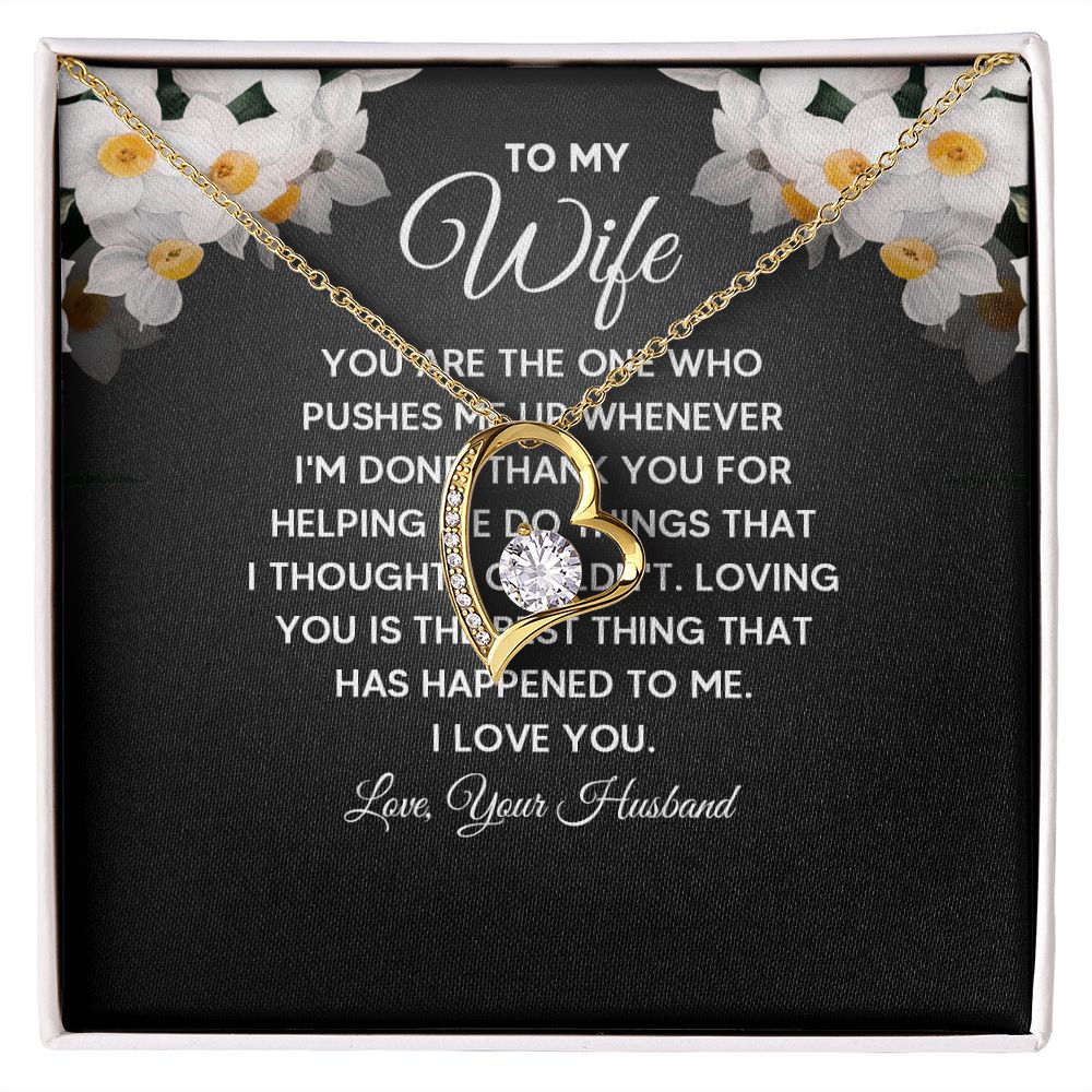 To My Wife You Are The One Who Pushes Me Up Forever Necklace w Message Card-Express Your Love Gifts
