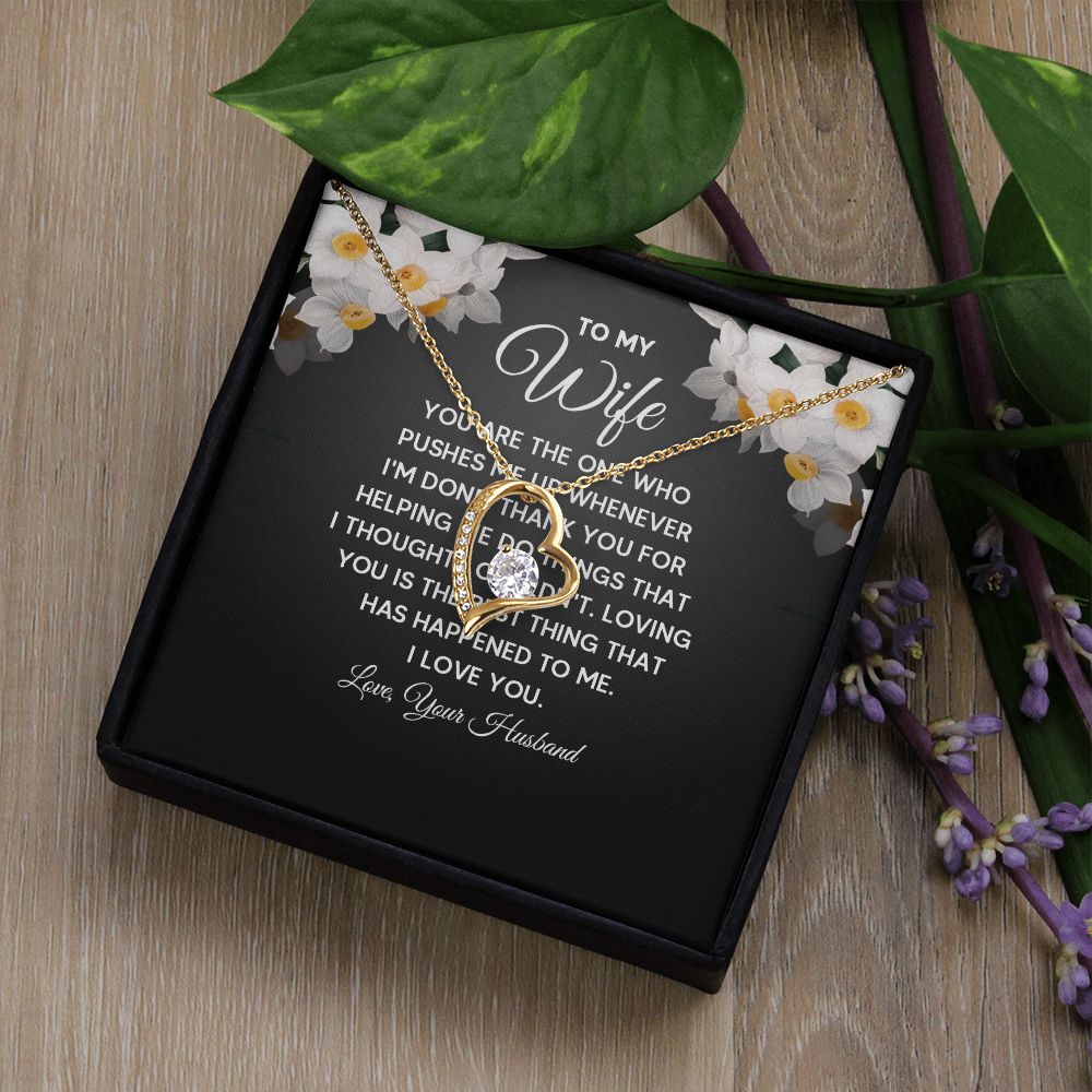 To My Wife You Are The One Who Pushes Me Up Forever Necklace w Message Card-Express Your Love Gifts