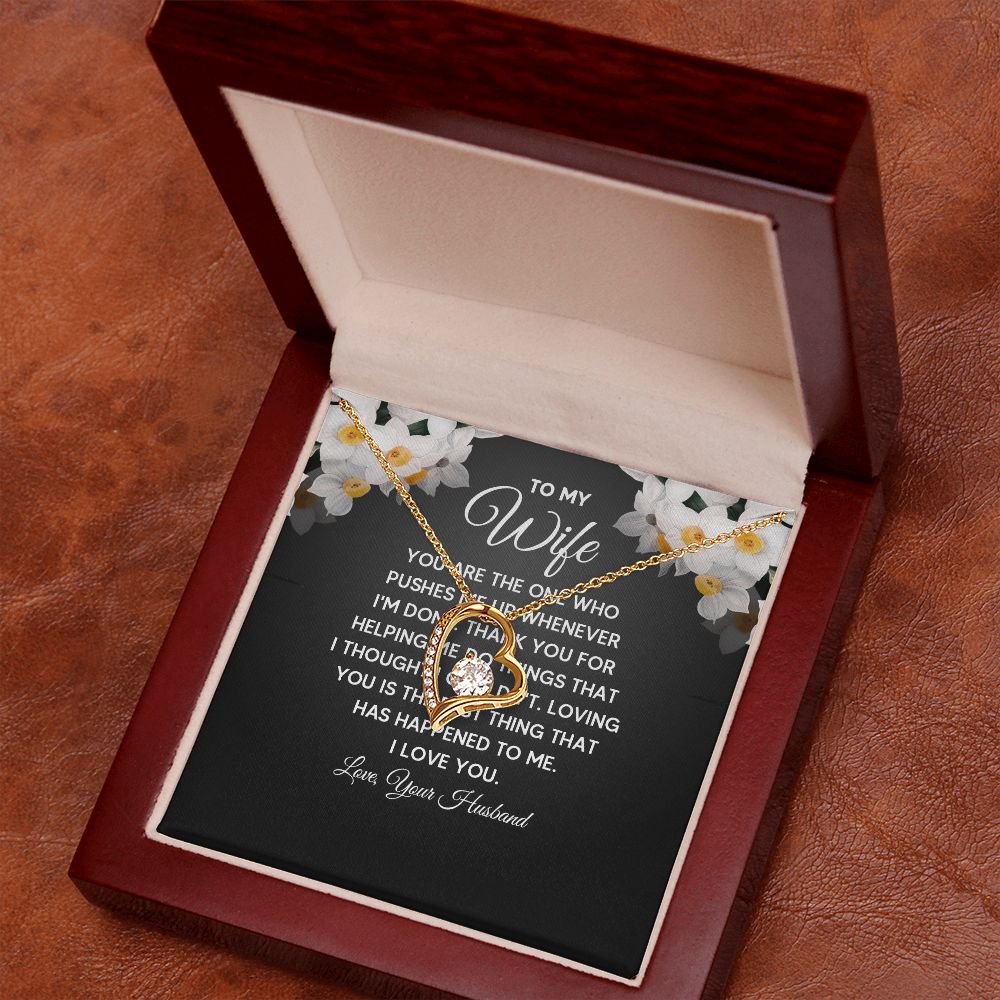 To My Wife You Are The One Who Pushes Me Up Forever Necklace w Message Card-Express Your Love Gifts