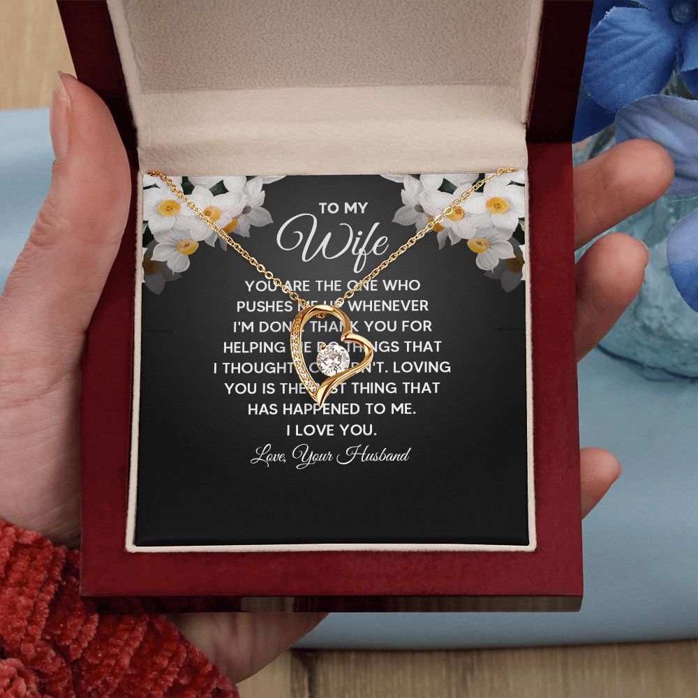 To My Wife You Are The One Who Pushes Me Up Forever Necklace w Message Card-Express Your Love Gifts