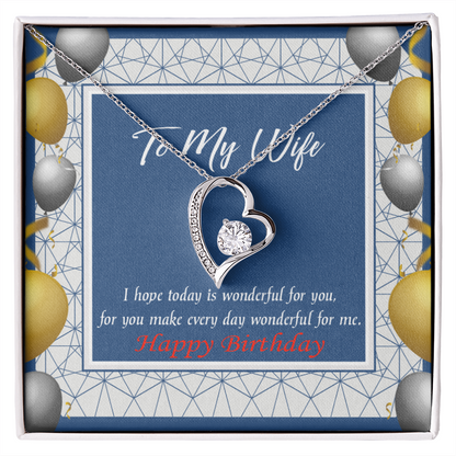 To My Wife You Are Wonderful Birthday Message Forever Necklace w Message Card-Express Your Love Gifts