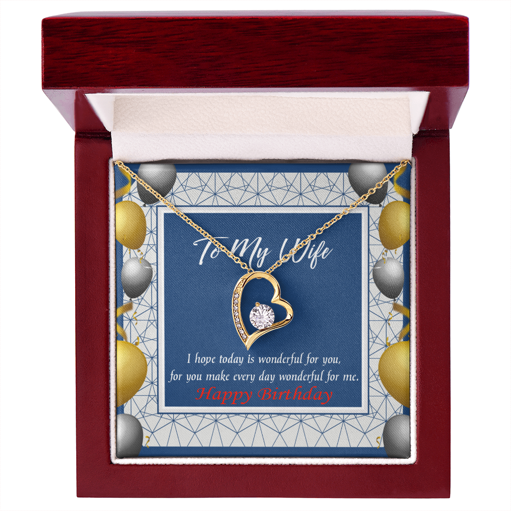 To My Wife You Are Wonderful Birthday Message Forever Necklace w Message Card-Express Your Love Gifts