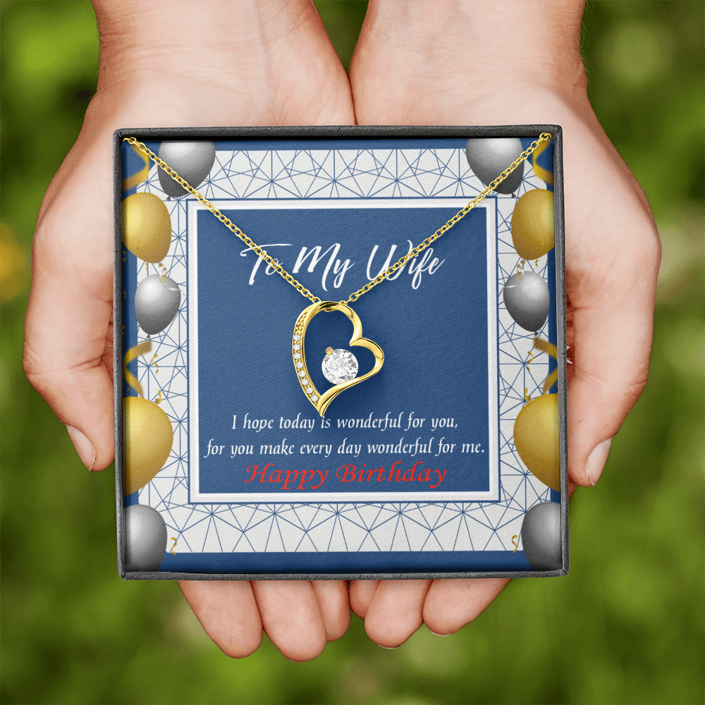 To My Wife You Are Wonderful Birthday Message Forever Necklace w Message Card-Express Your Love Gifts