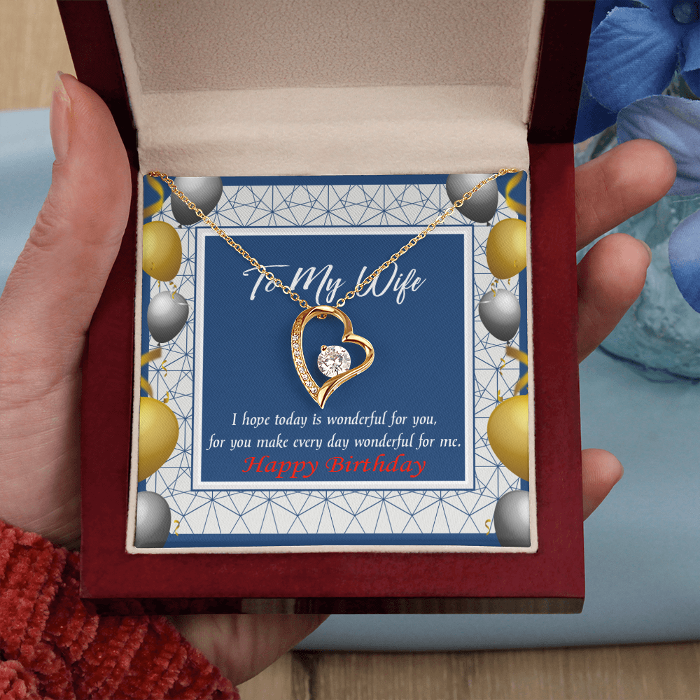 To My Wife You Are Wonderful Birthday Message Forever Necklace w Message Card-Express Your Love Gifts
