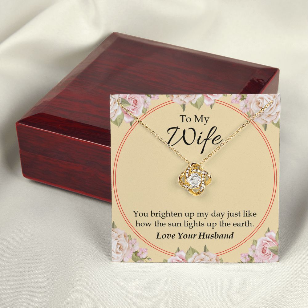 To My Wife You Brighten Up My Day Infinity Knot Necklace Message Card-Express Your Love Gifts
