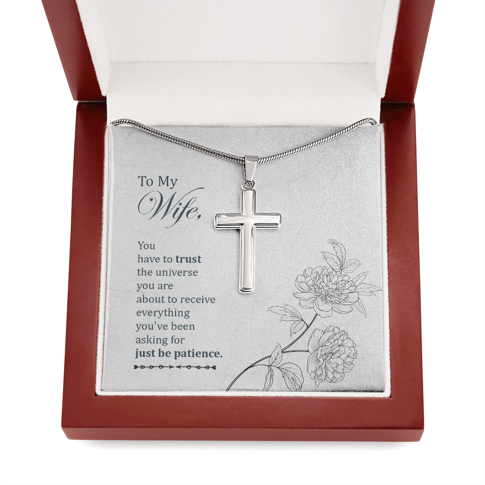 To My Wife You Have To Trust Cross Card Necklace w Stainless Steel Pendant-Express Your Love Gifts