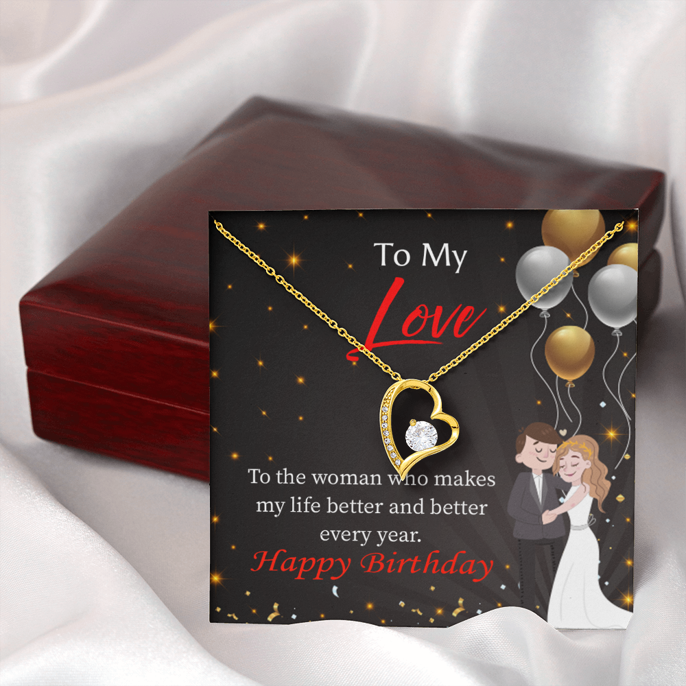 To My Wife You Make Me Better Birthday Message Forever Necklace w Message Card-Express Your Love Gifts