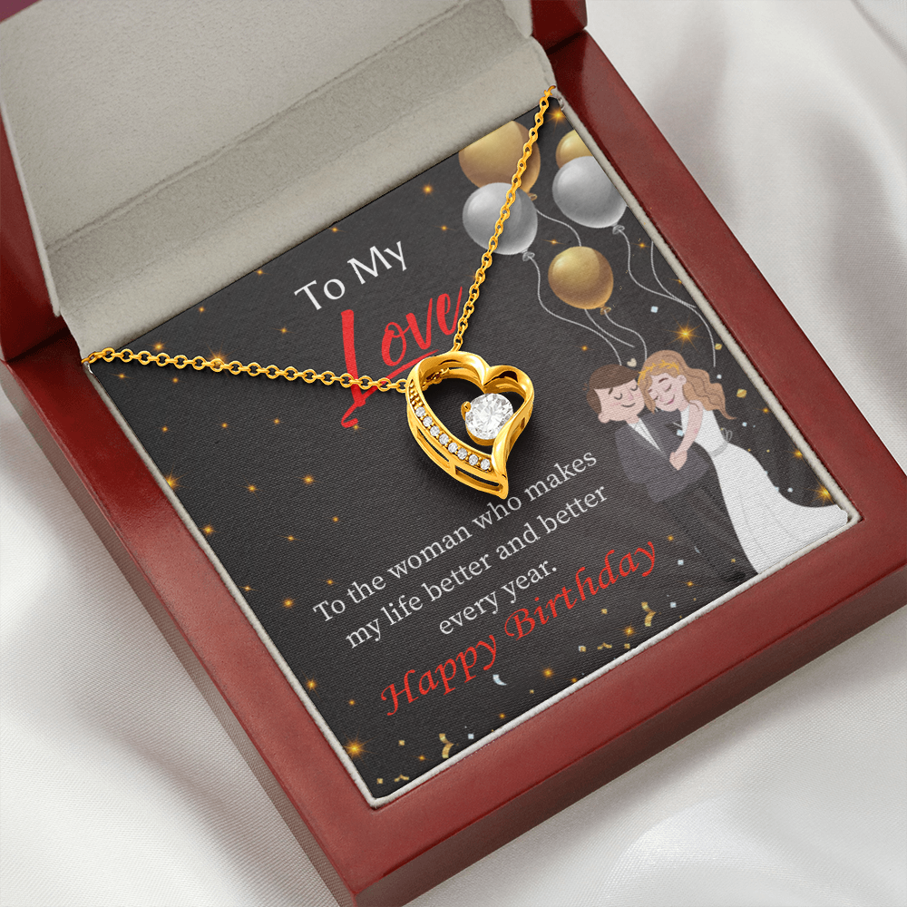 To My Wife You Make Me Better Birthday Message Forever Necklace w Message Card-Express Your Love Gifts