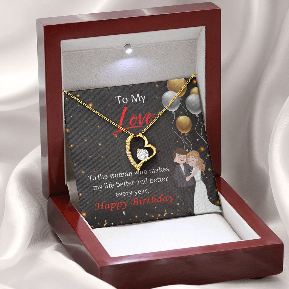 To My Wife You Make Me Better Birthday Message Forever Necklace w Message Card-Express Your Love Gifts