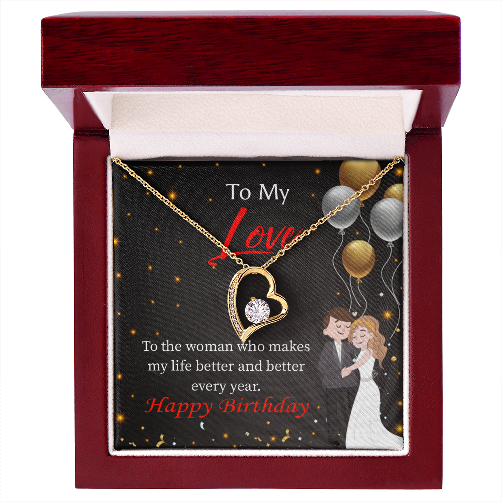 To My Wife You Make Me Better Birthday Message Forever Necklace w Message Card-Express Your Love Gifts