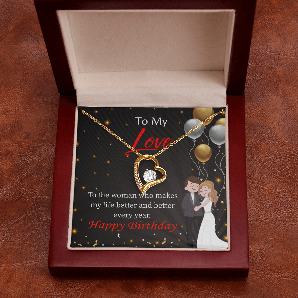 To My Wife You Make Me Better Birthday Message Forever Necklace w Message Card-Express Your Love Gifts