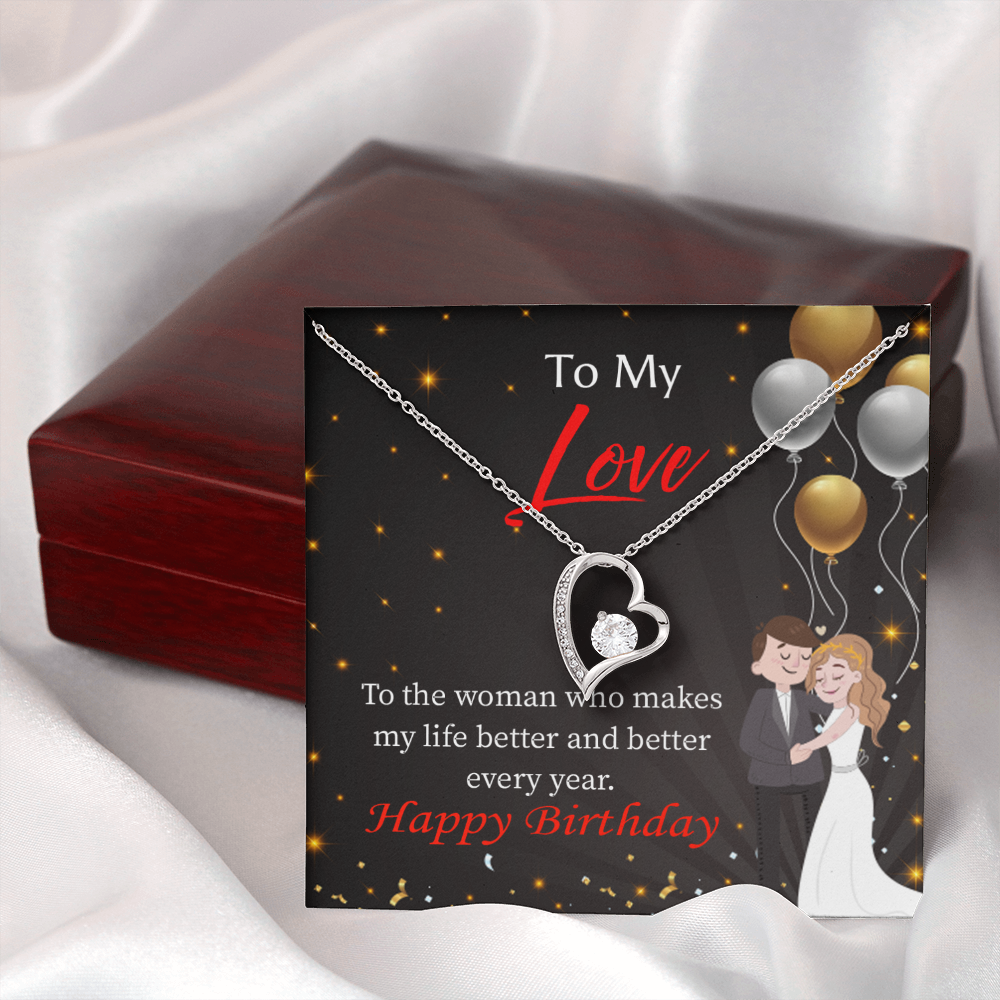 To My Wife You Make Me Better Birthday Message Forever Necklace w Message Card-Express Your Love Gifts