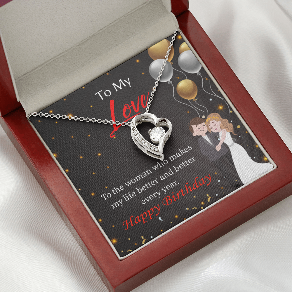 To My Wife You Make Me Better Birthday Message Forever Necklace w Message Card-Express Your Love Gifts
