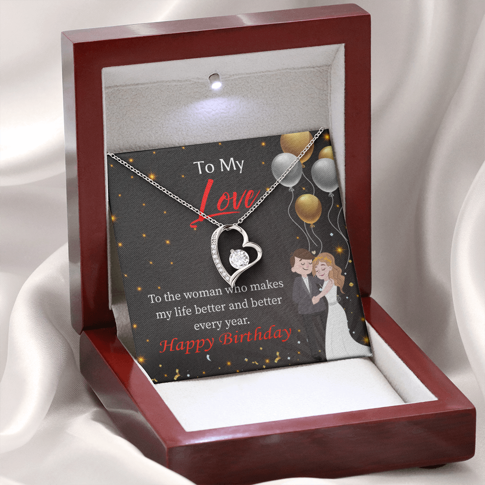 To My Wife You Make Me Better Birthday Message Forever Necklace w Message Card-Express Your Love Gifts