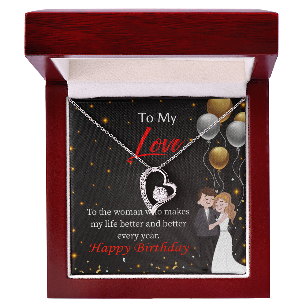 To My Wife You Make Me Better Birthday Message Forever Necklace w Message Card-Express Your Love Gifts