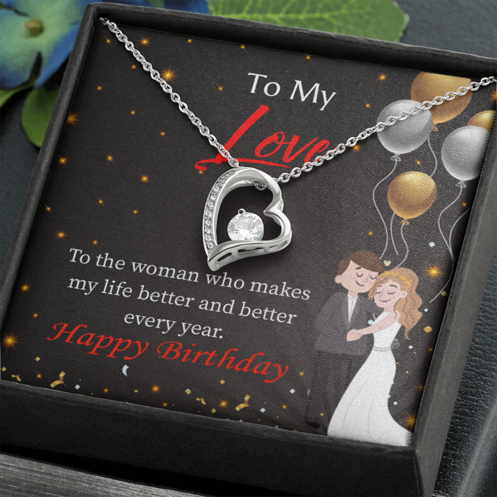 To My Wife You Make Me Better Birthday Message Forever Necklace w Message Card-Express Your Love Gifts