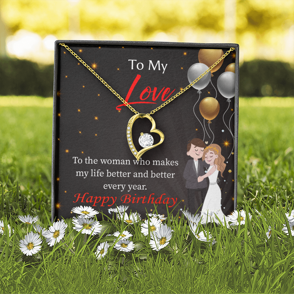 To My Wife You Make Me Better Birthday Message Forever Necklace w Message Card-Express Your Love Gifts