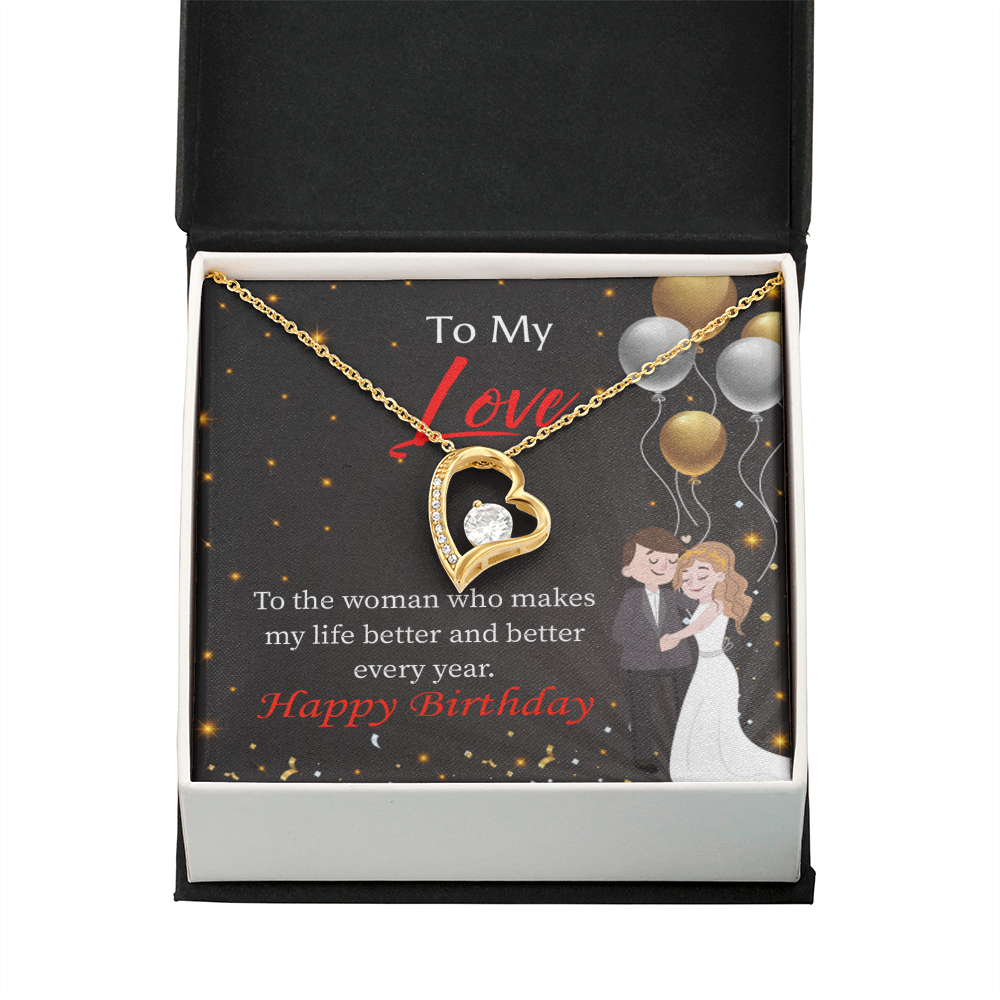To My Wife You Make Me Better Birthday Message Forever Necklace w Message Card-Express Your Love Gifts