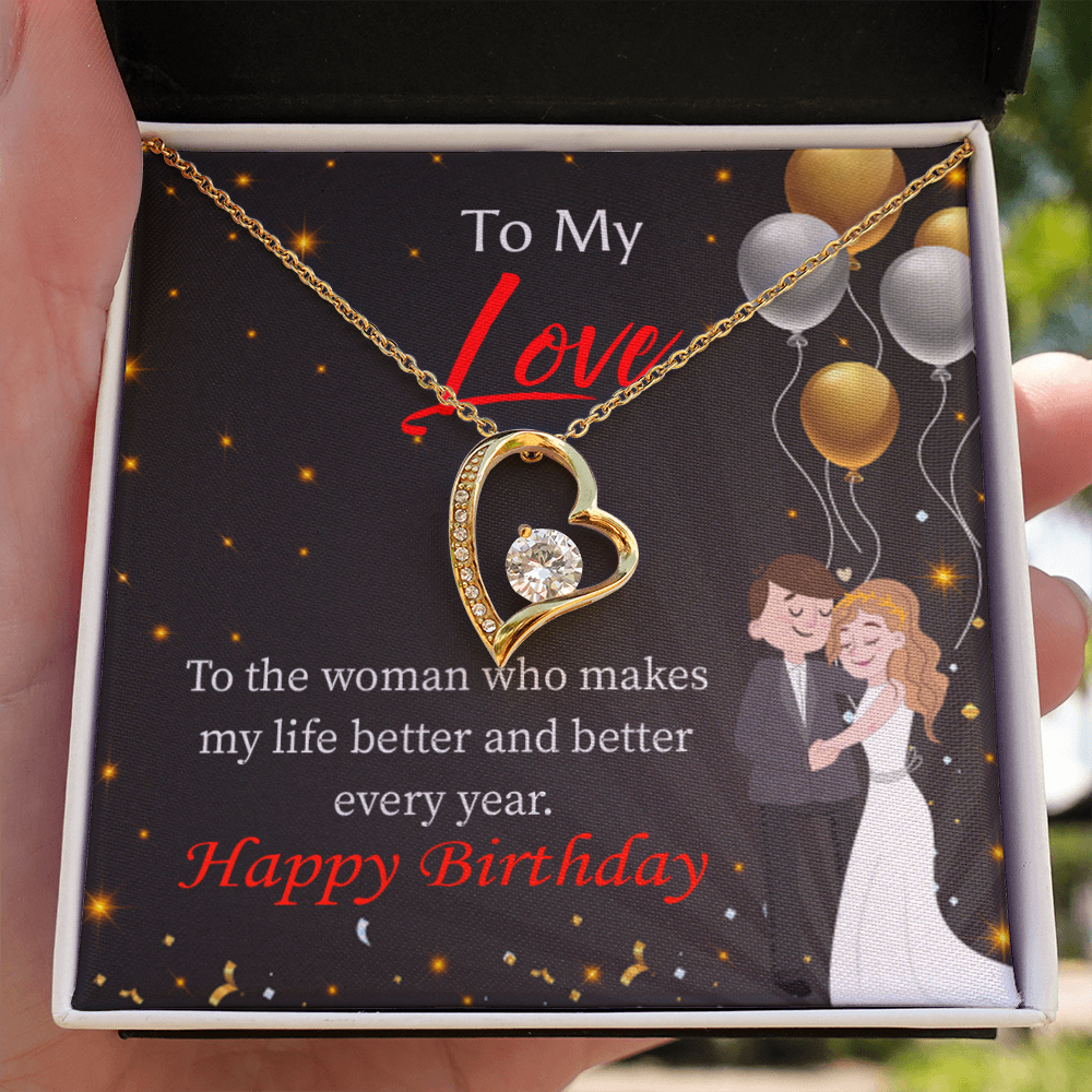 To My Wife You Make Me Better Birthday Message Forever Necklace w Message Card-Express Your Love Gifts