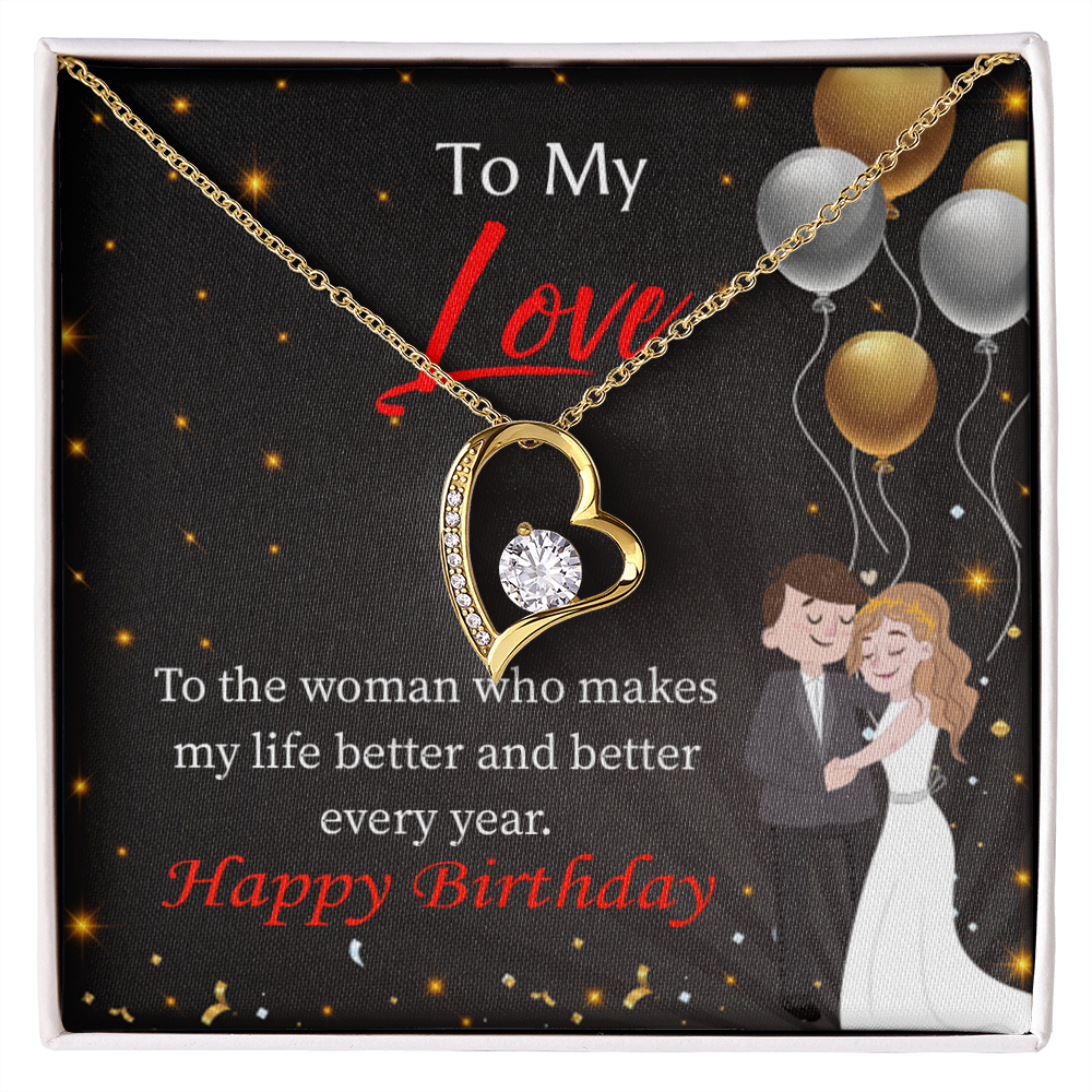 To My Wife You Make Me Better Birthday Message Forever Necklace w Message Card-Express Your Love Gifts
