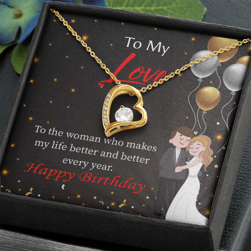 To My Wife You Make Me Better Birthday Message Forever Necklace w Message Card-Express Your Love Gifts