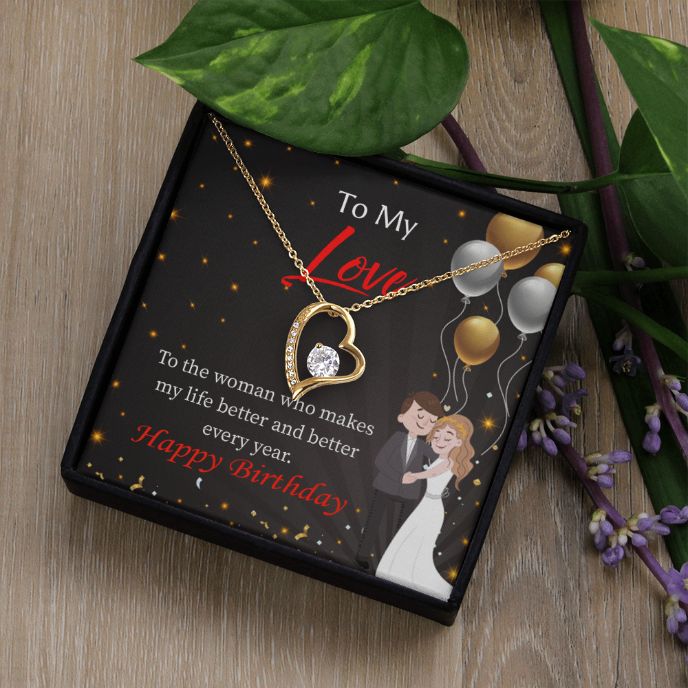 To My Wife You Make Me Better Birthday Message Forever Necklace w Message Card-Express Your Love Gifts