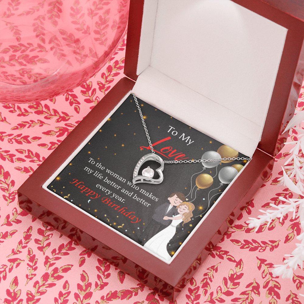 To My Wife You Make Me Better Birthday Message Forever Necklace w Message Card-Express Your Love Gifts