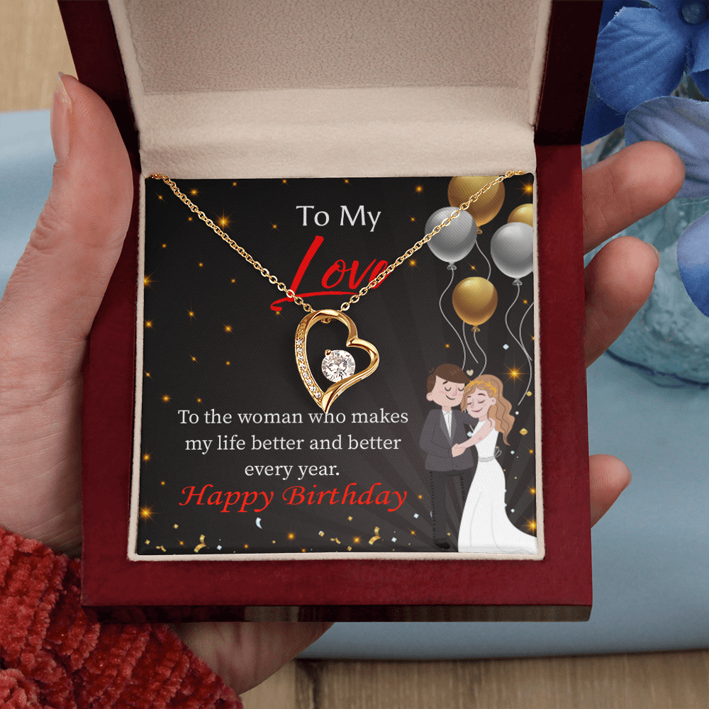 To My Wife You Make Me Better Birthday Message Forever Necklace w Message Card-Express Your Love Gifts